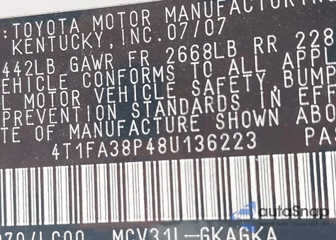 2008 Toyota Camry Solara Sle from USA, damaged, VIN 4T1FA38P48U136223